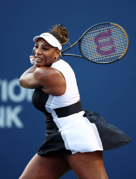 Serena Williams at National Bank Open 2022 Round 2 — black and white Nike outfit