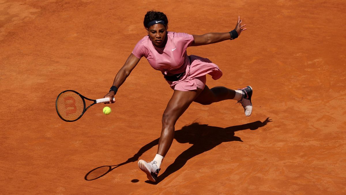 Serena Williams at Emilia-Romagna Open 2021 Round 2 — black and pink Nike outfit