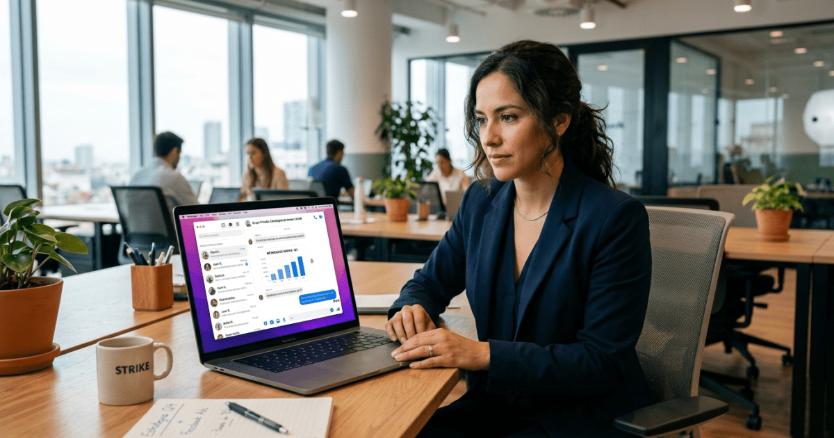 grupo Facebook privado con métricas de ventas en pantalla