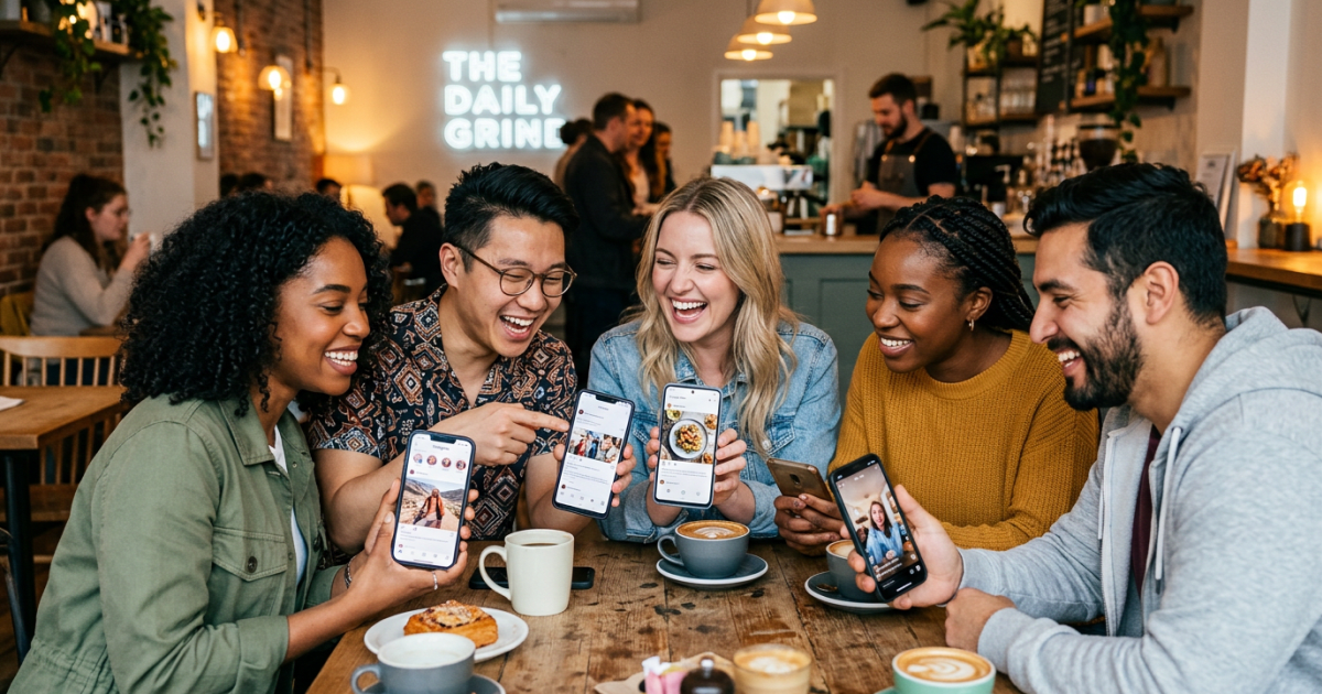 Clientes compartiendo contenido del negocio en redes sociales