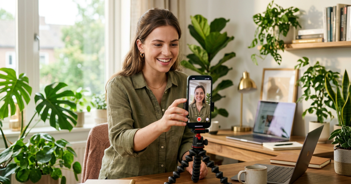 Emprendedor grabando Instagram Stories para vender de forma natural