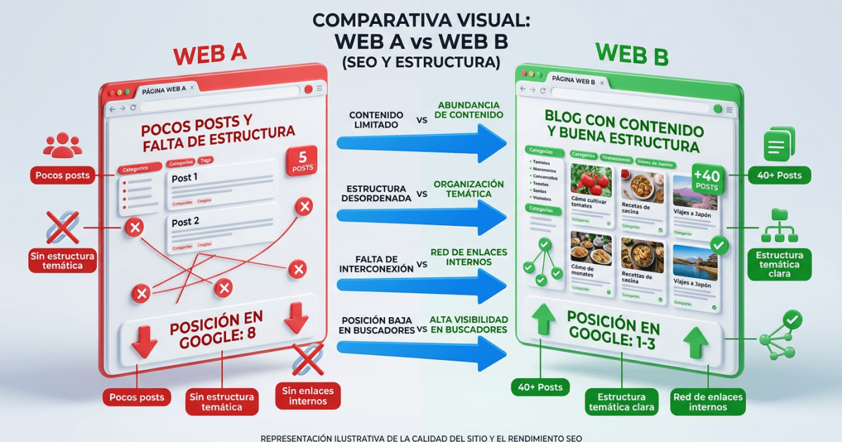 Comparativa: web sin SEO vs web optimizada en Google