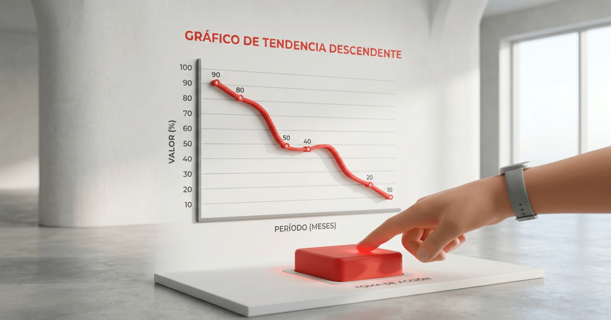 Señales de cuándo parar marketing digital: gráfico descendente y botón stop