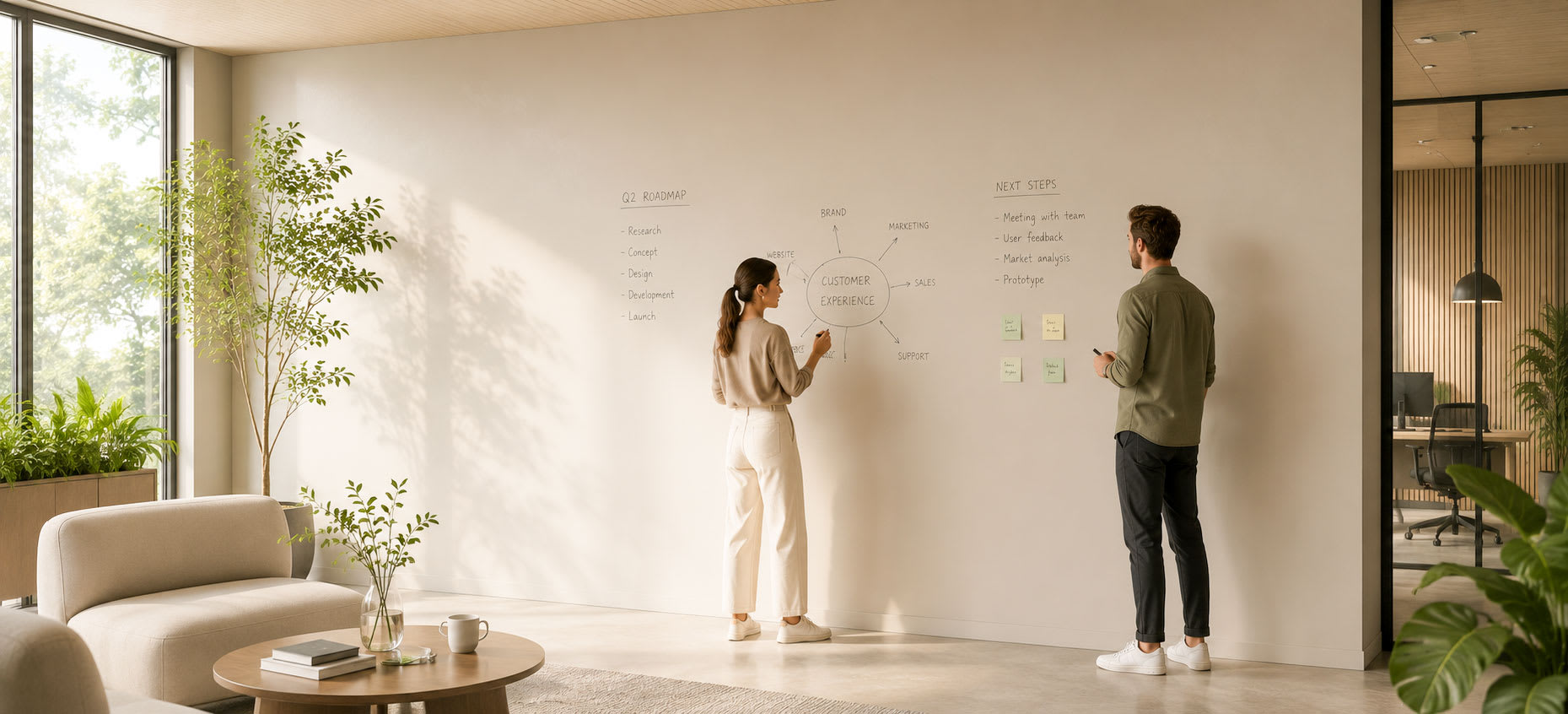 Whiteboard og skrivetavler til kontor 