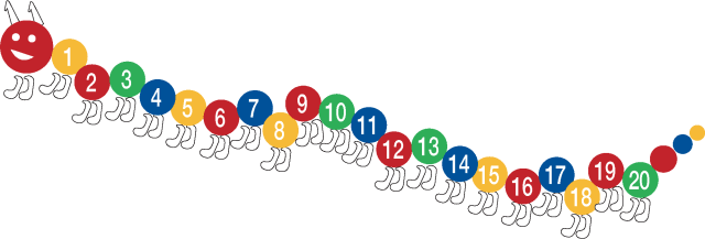 Tusenbein med tall 1-20 1742 x 5100 Kat.nr  36
