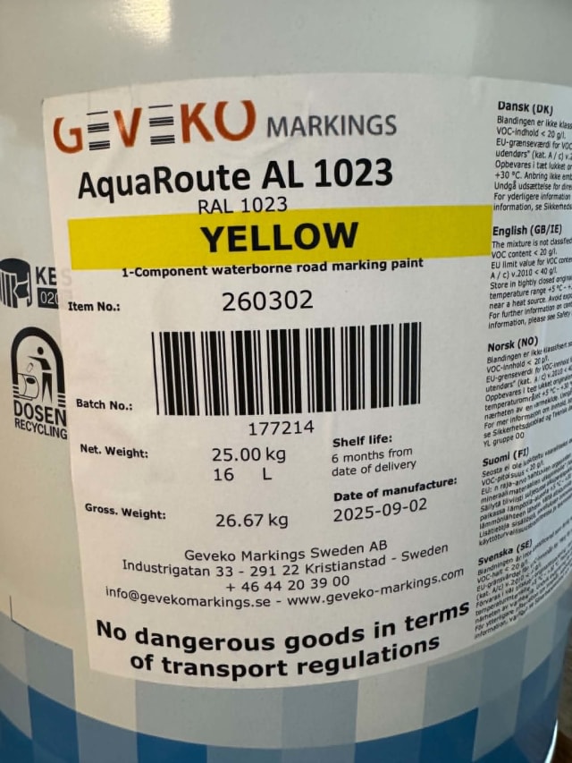 AquaRoute® Gul AQ 6021 HP vannbasert 16,3l/25kg RAL1023