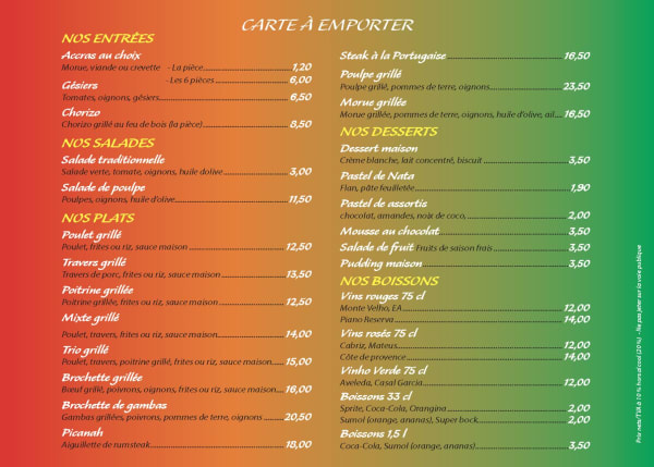 Churrasqueira — menu