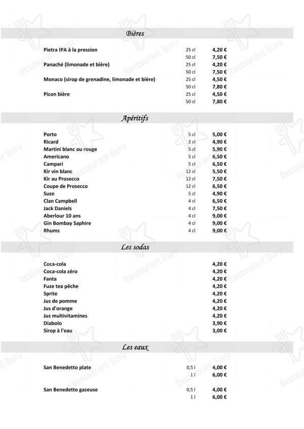 Restaurant Las Brasas — menu