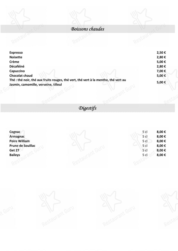 Restaurant Las Brasas — menu