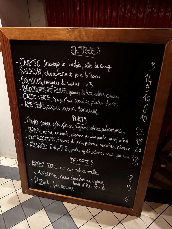 Sapinho — menu