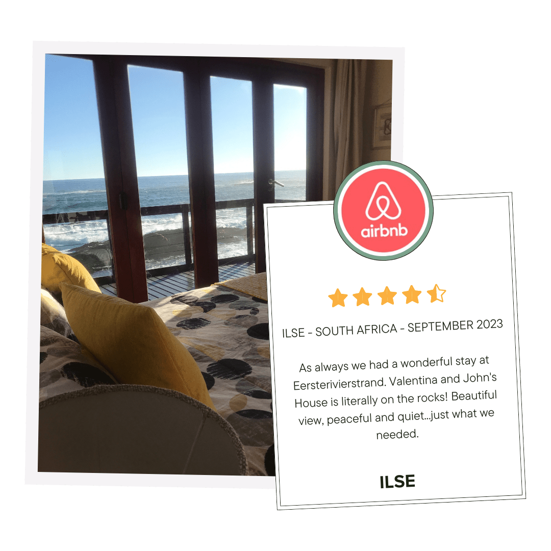 Guest review highlighting ocean views and hospitality at On The Rocks Villa