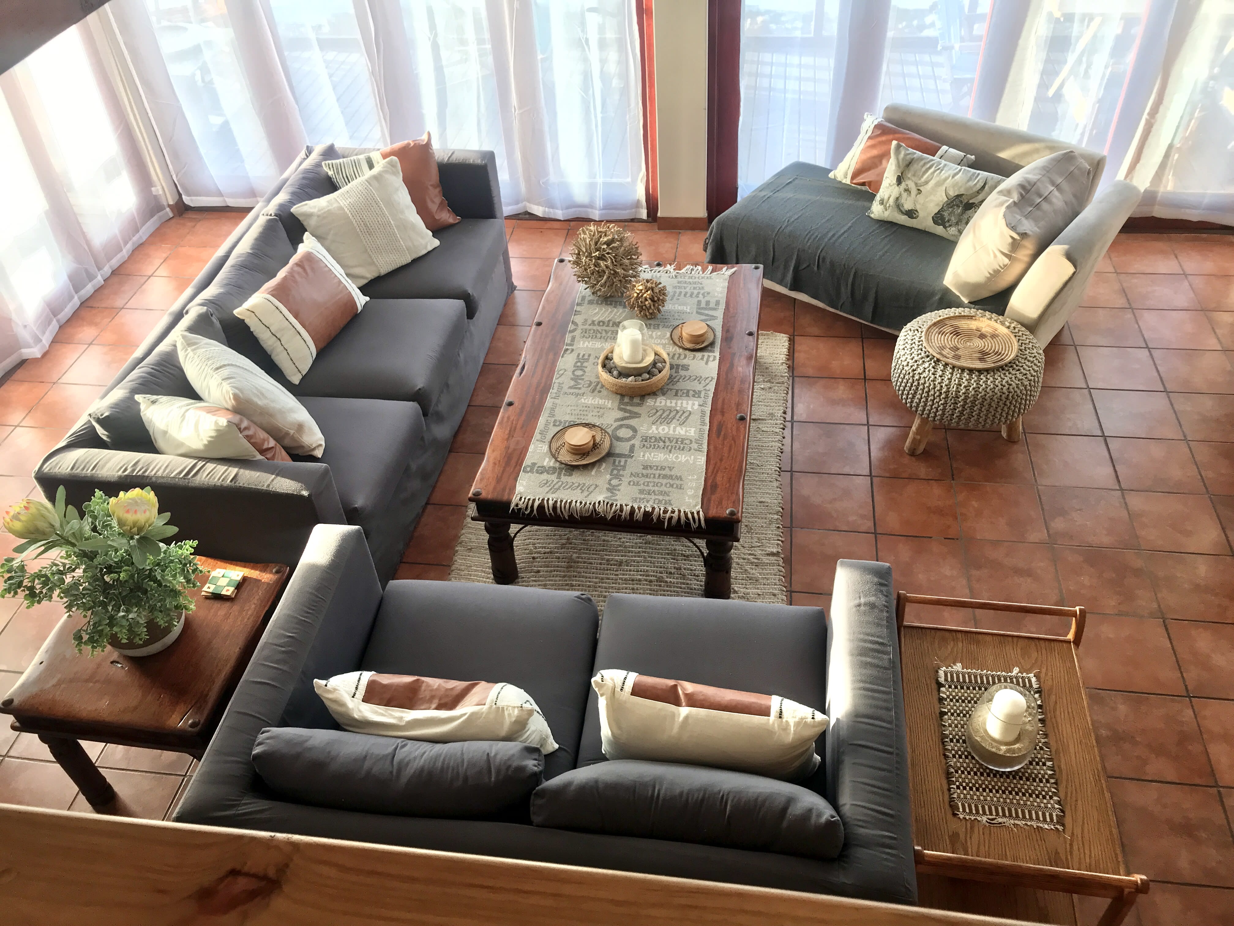 Spacious living room sofas and seating at On The Rocks Villa, Eersterivierstrand