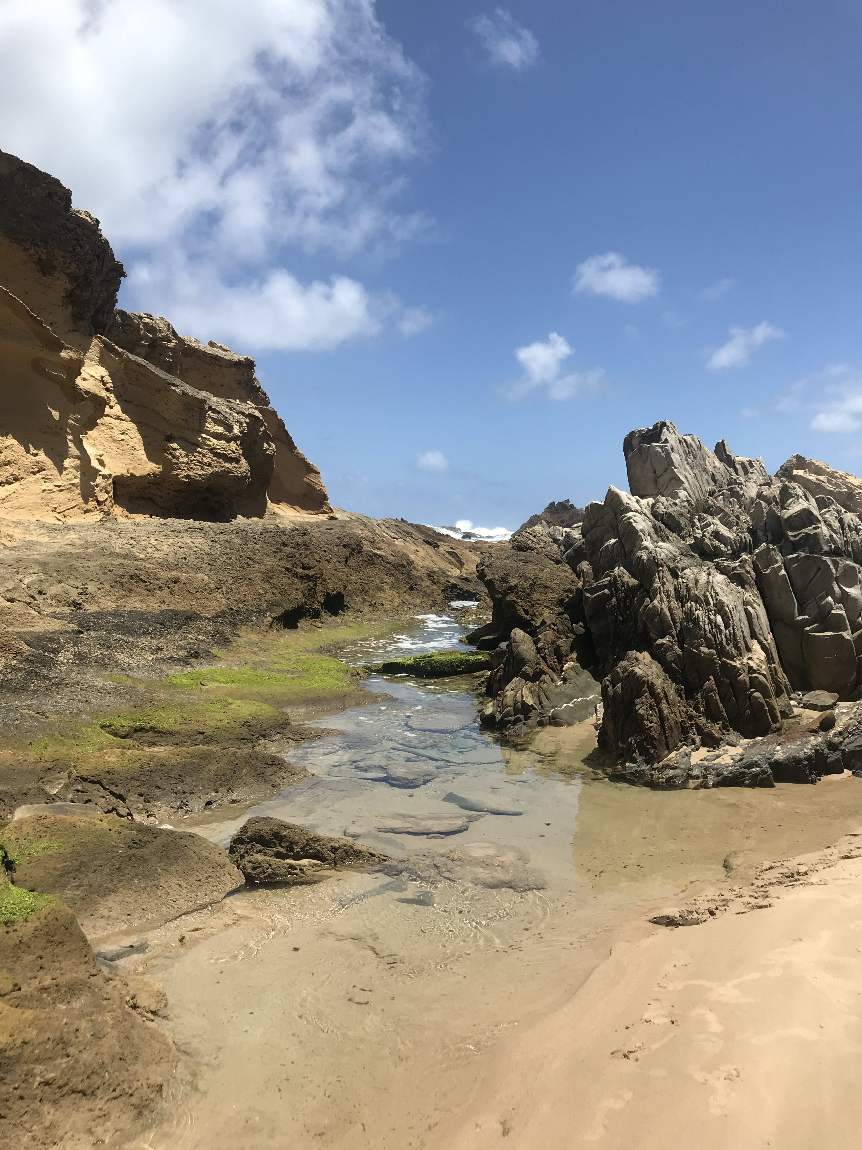 Natural coastal blowhole at Eersterivierstrand during high tide, Tsitsikamma