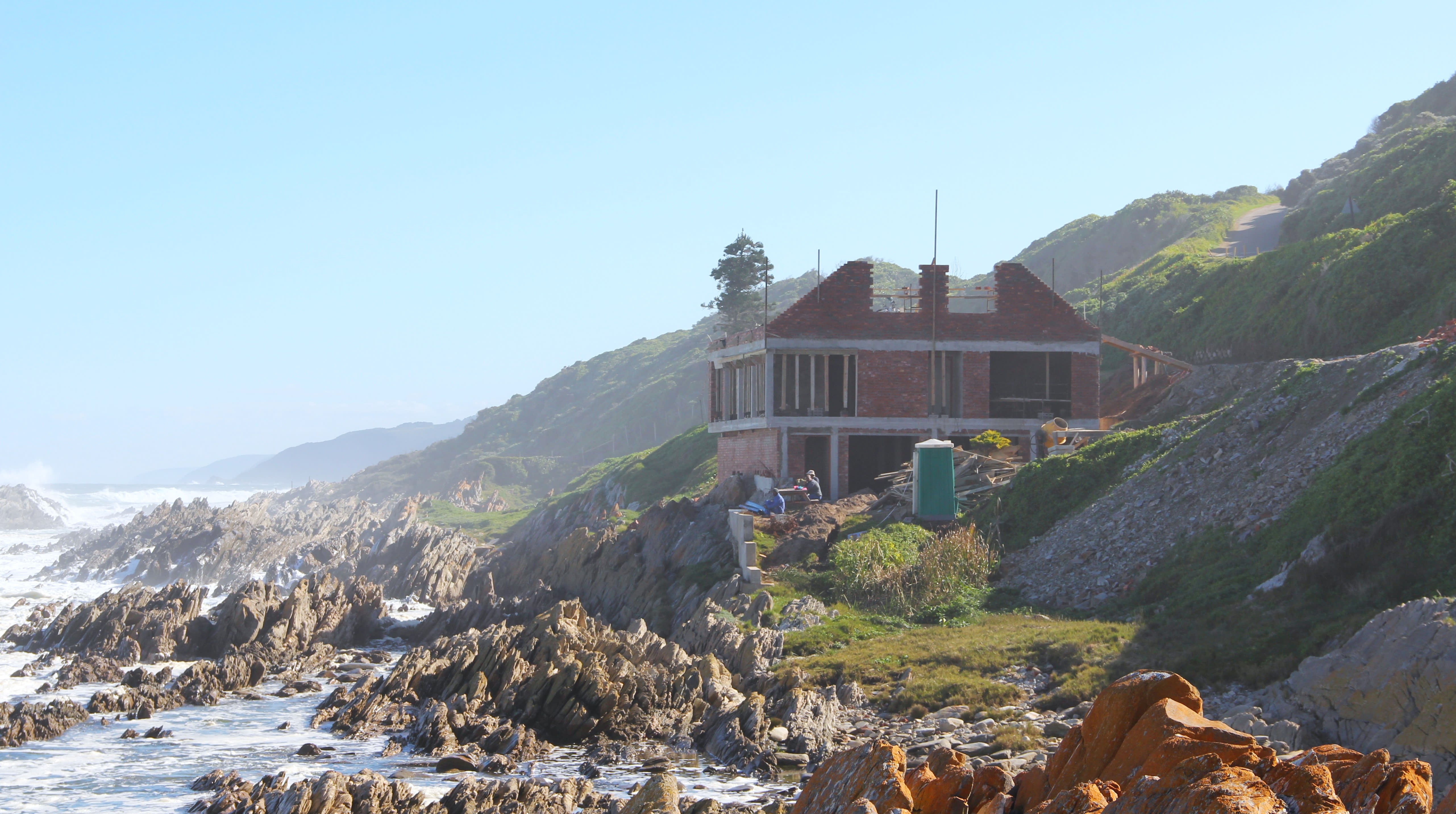 Golden sunset over the ocean from On The Rocks Villa deck, Tsitsikamma