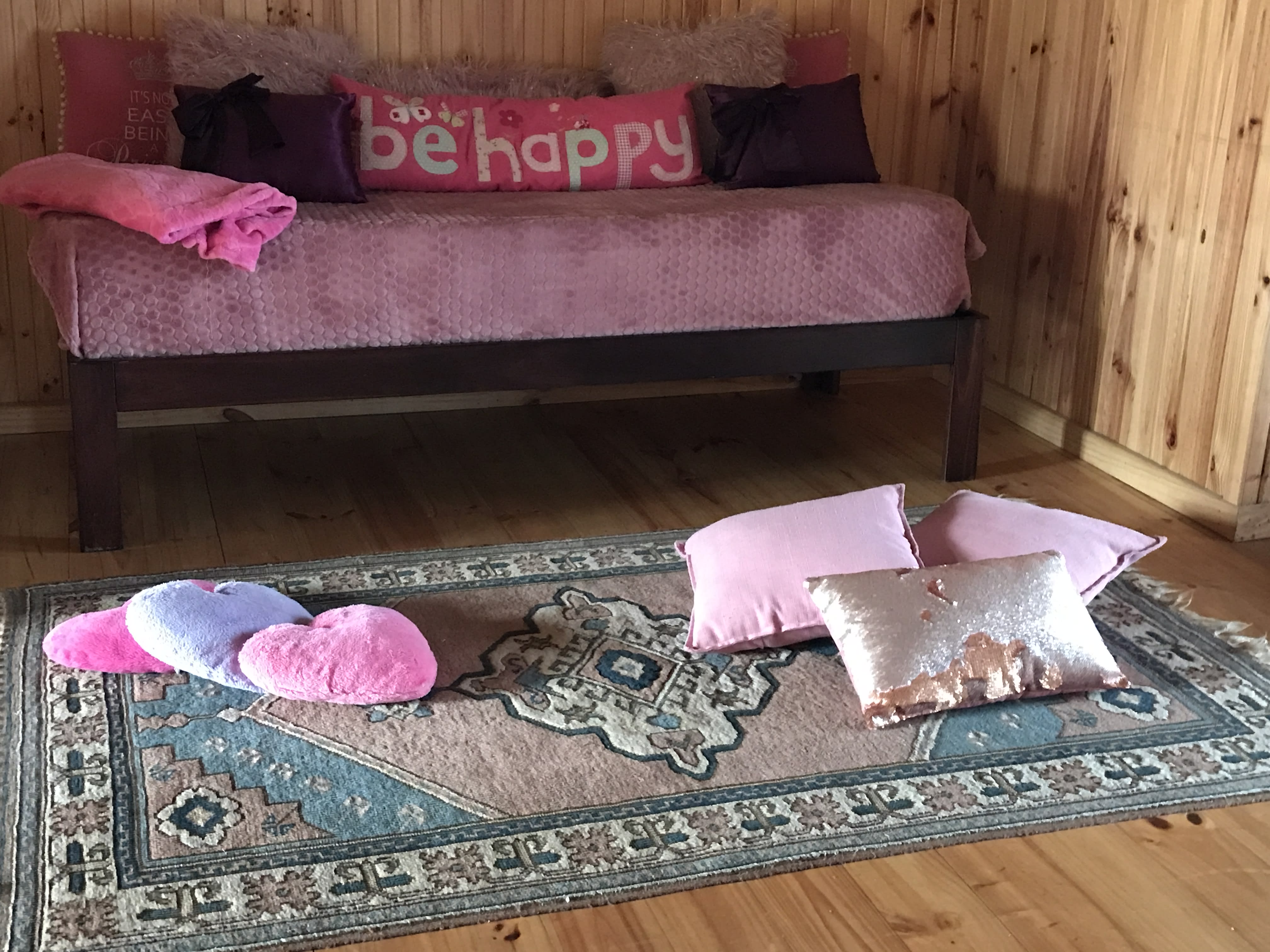 Wooden staircase leading to The Loft from the living room, On The Rocks Villa