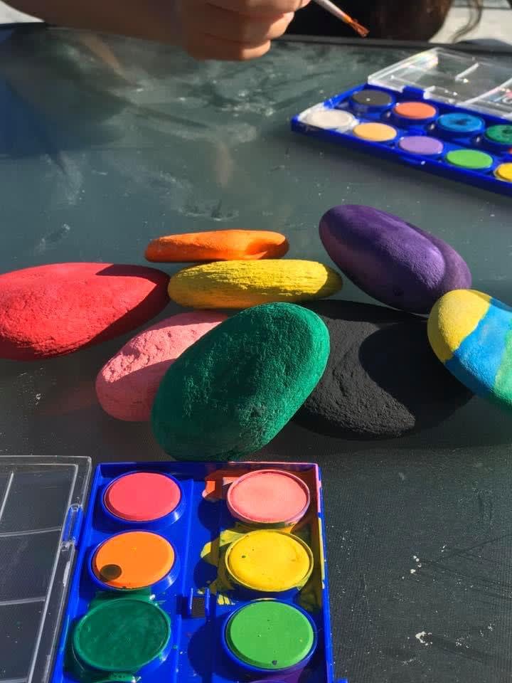 Individual study desks and chairs for each bed in The Loft family room