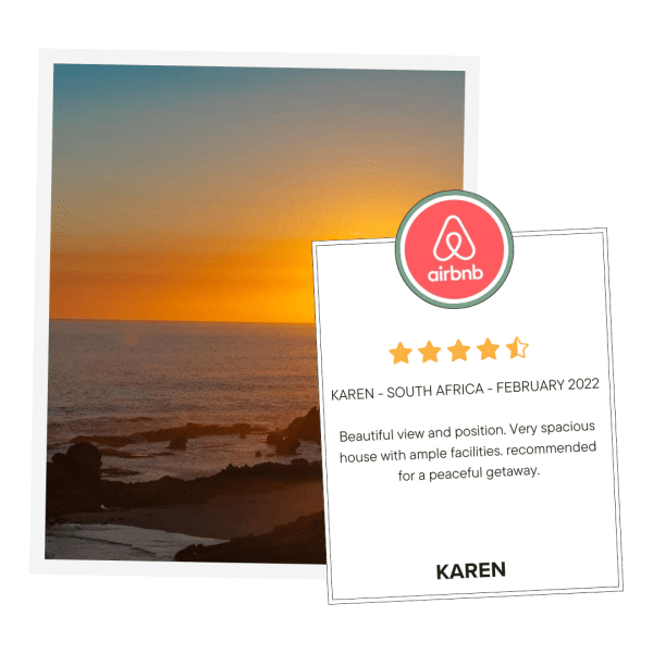 Guest testimonial praising the amenities at On The Rocks Villa, Eersterivierstrand