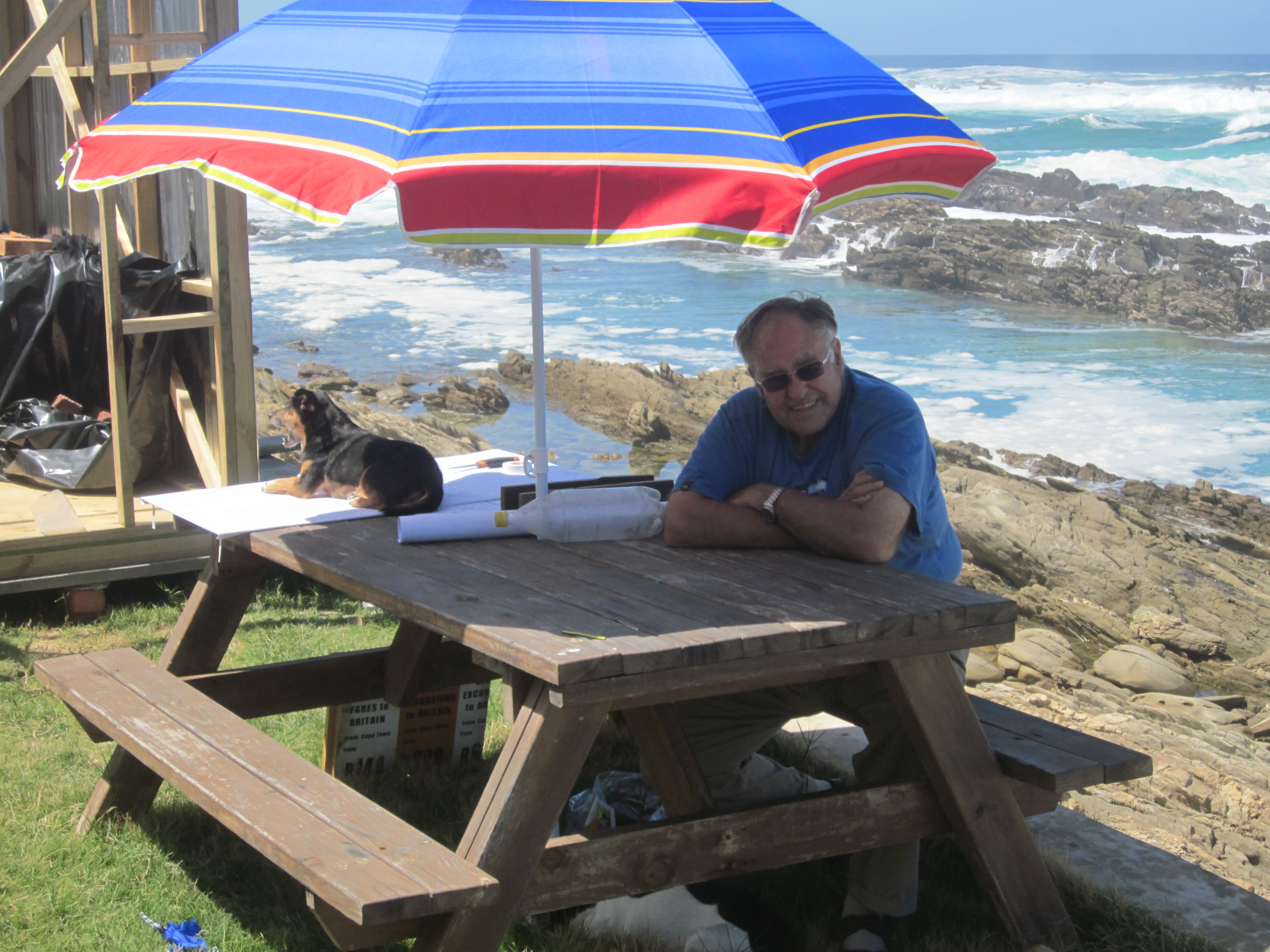 Hosts John and Valentina Nutt on the beach at Eersterivierstrand