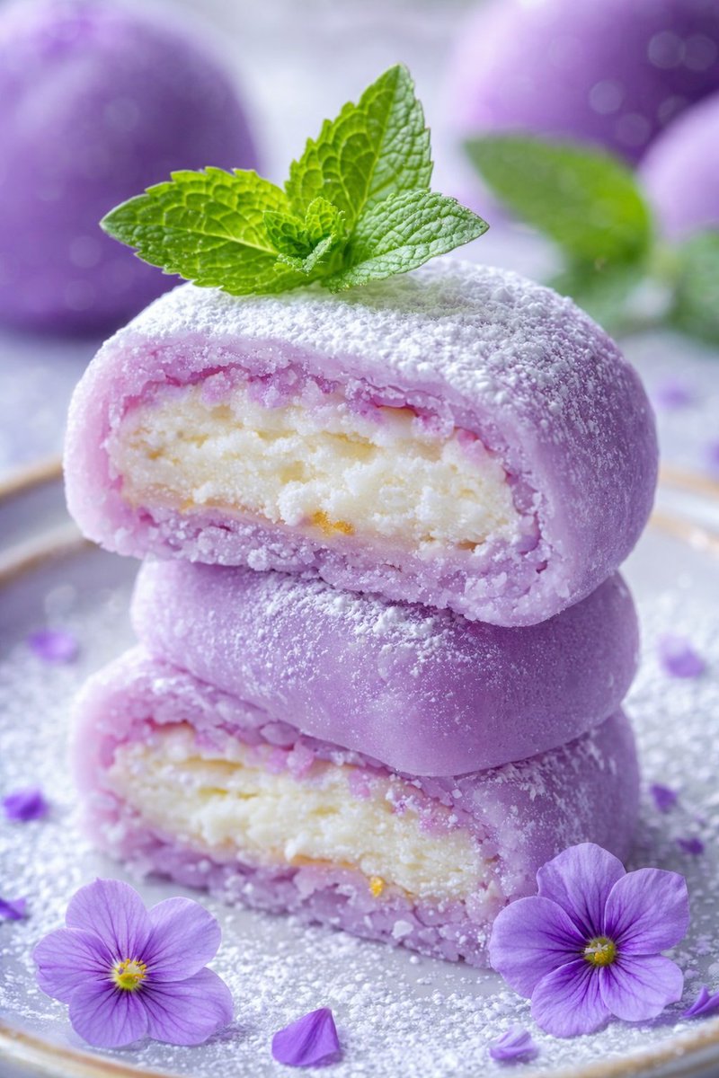 Two hyper-realistic dessert slices: matcha cheesecake with glossy green glaze and a blue layered cake with jelly sparkle layers, both styled in cinematic macro food photography. Thumbnail 2