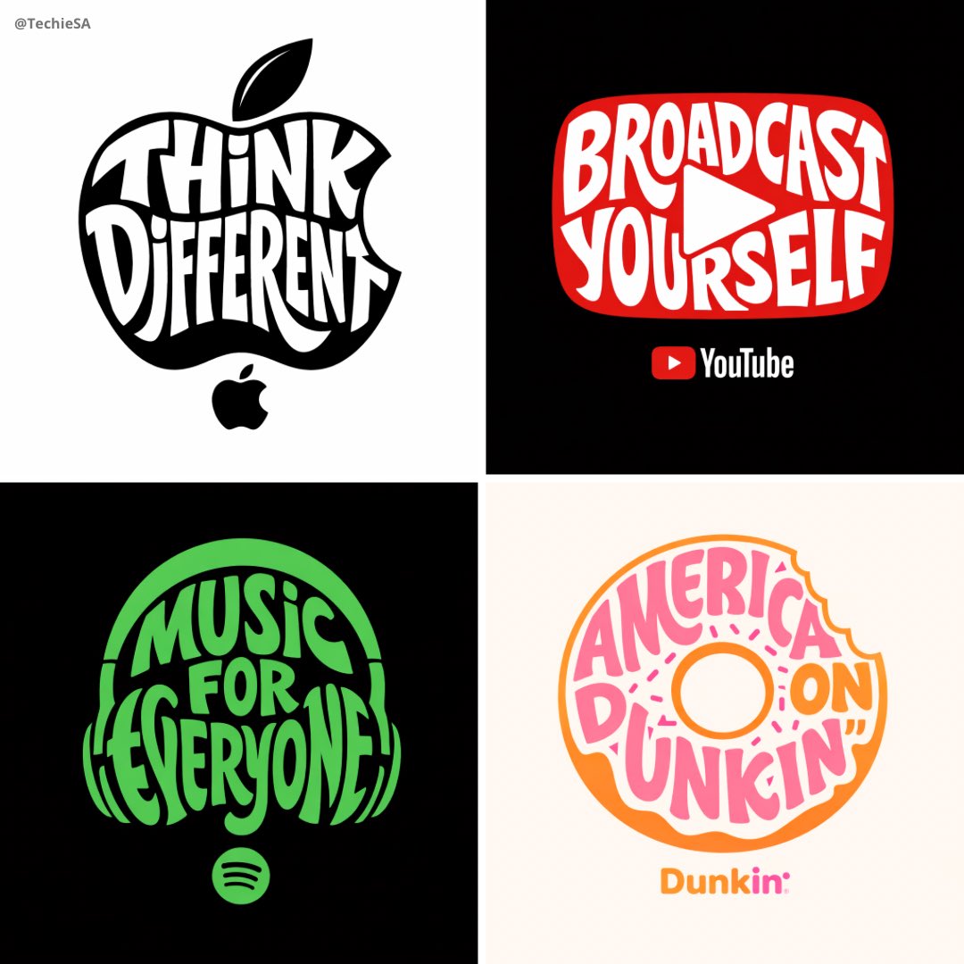 A typographic illustration where a brand slogan forms the silhouette of an object in bold vector-style lettering with clean composition and modern branding aesthetics.