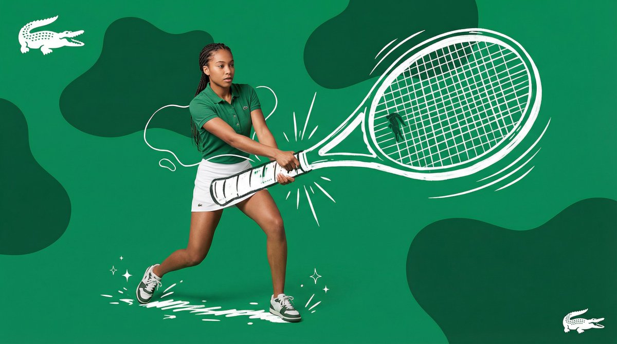 A mixed-media campaign poster showing a real fashion model interacting dynamically with a large hand-drawn illustrated object on a bold color background with graphic motion elements and Y2K-inspired design aesthetics. Thumbnail 2