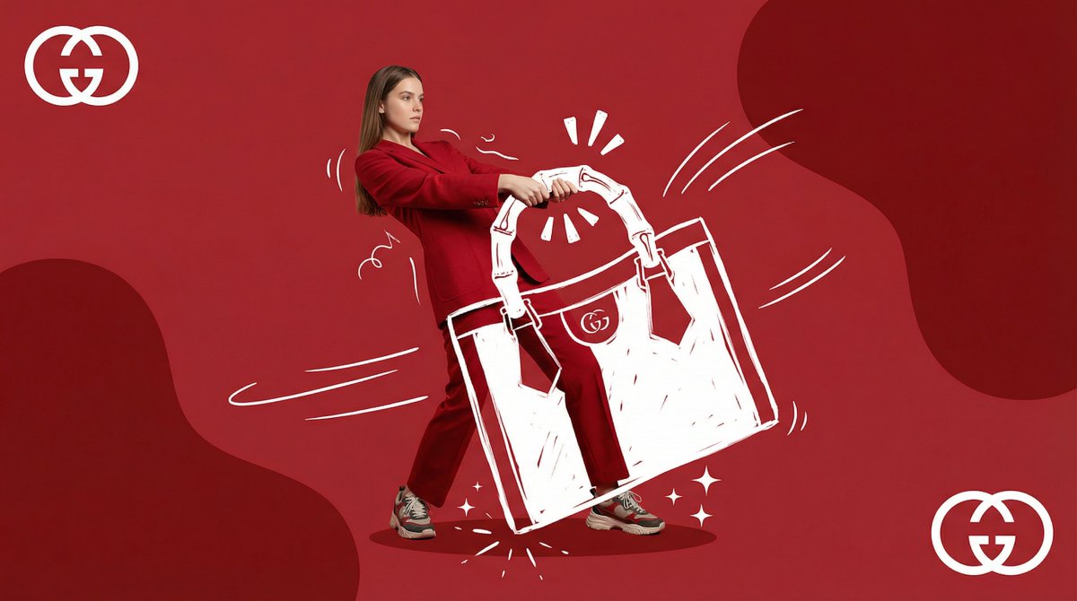 A mixed-media campaign poster showing a real fashion model interacting dynamically with a large hand-drawn illustrated object on a bold color background with graphic motion elements and Y2K-inspired design aesthetics. Thumbnail 3