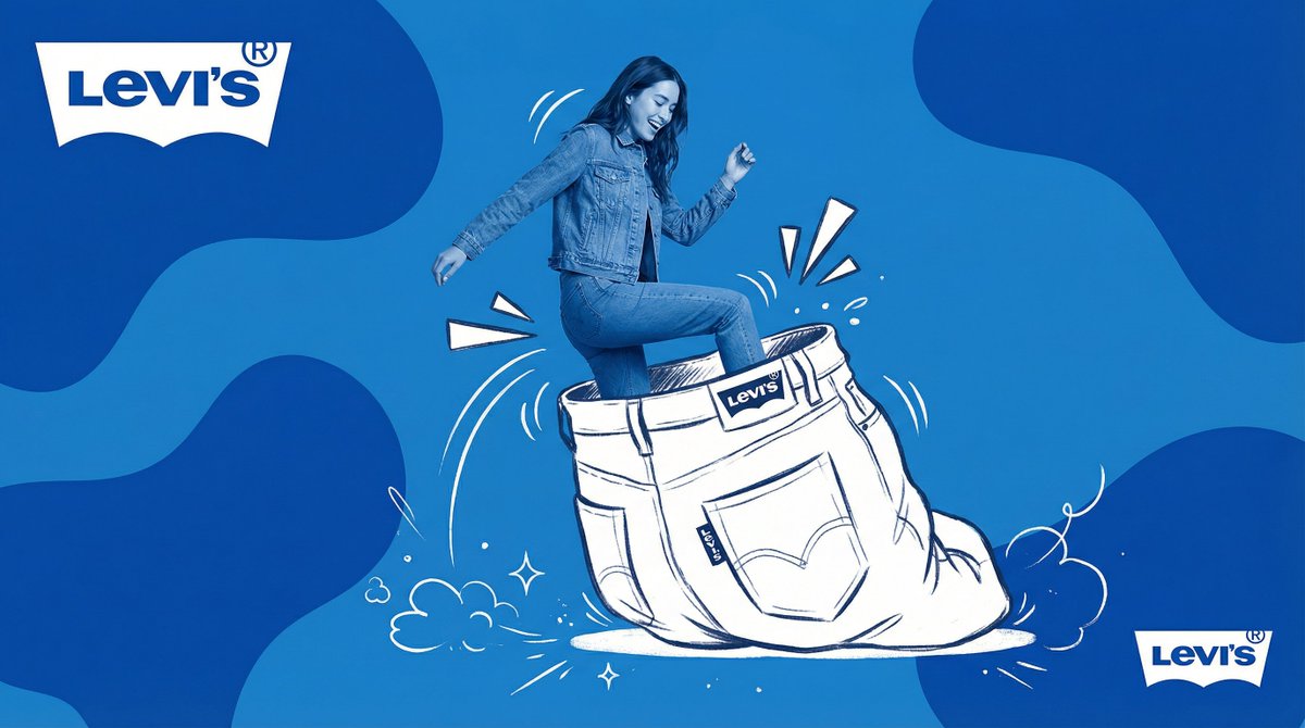 A mixed-media campaign poster showing a real fashion model interacting dynamically with a large hand-drawn illustrated object on a bold color background with graphic motion elements and Y2K-inspired design aesthetics. Thumbnail 4
