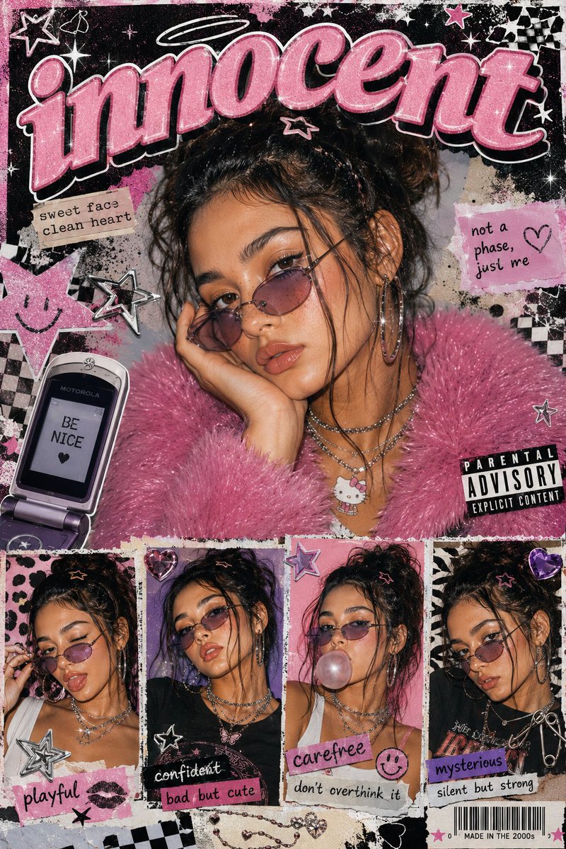 A Y2K Japanese street-editorial collage poster featuring a cinematic close-up portrait, torn magazine textures, bold typography, and gritty fashion zine aesthetics with layered paper and urban Tokyo-inspired design. Thumbnail 3