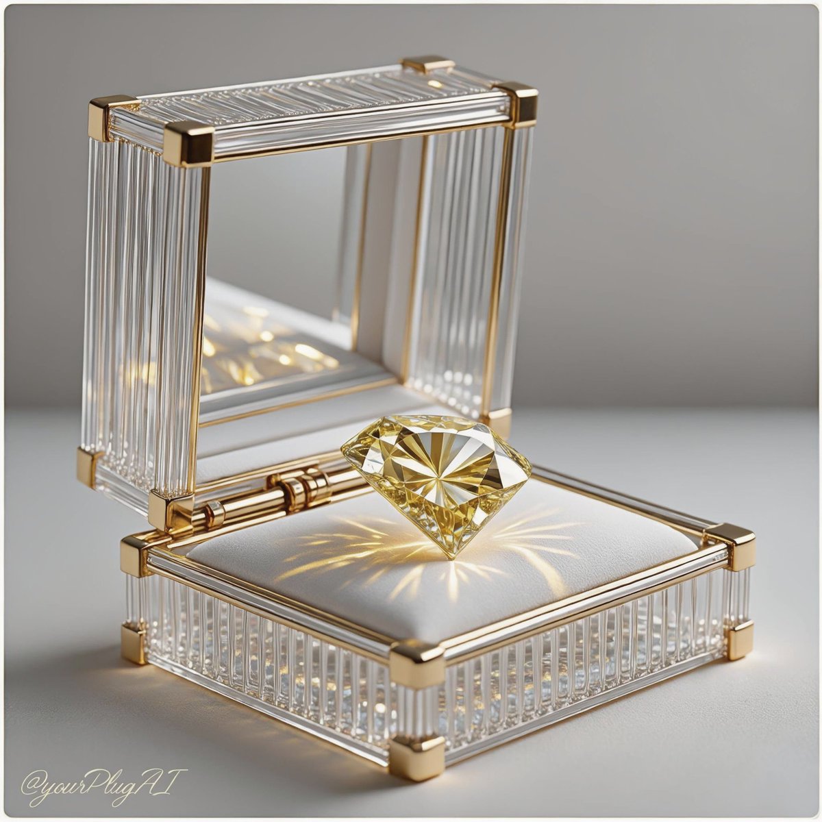 Luxury jewelry product scene featuring a premium gemstone or watch placed inside an elegant presentation box with cinematic lighting and reflective studio aesthetics. Thumbnail 2