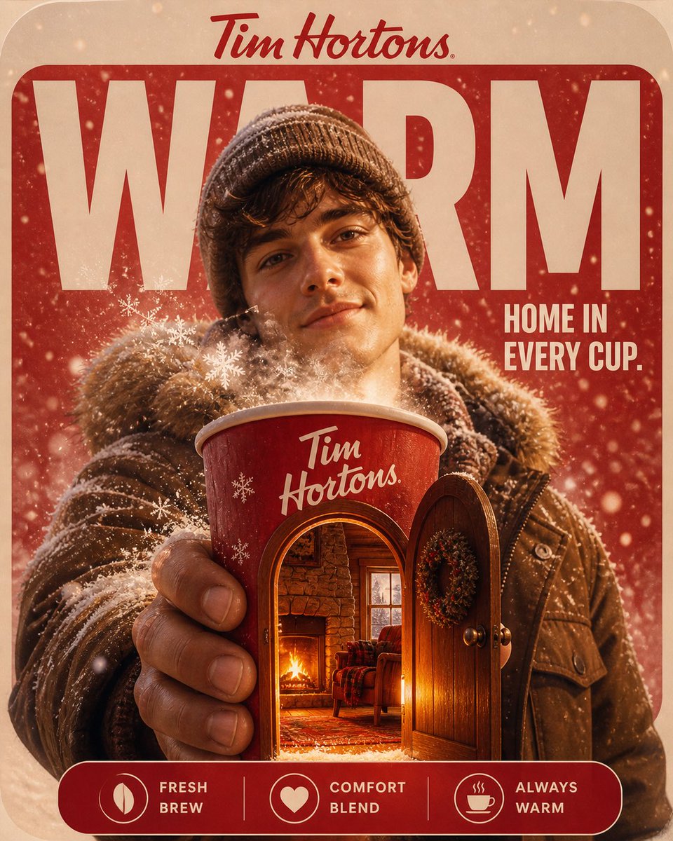 Surreal cinematic coffee advertising posters featuring Starbucks, Costa, Tim Hortons, and Dunkin cups transforming into miniature worlds with forests, cities, warmth, and explosive creative visuals. Thumbnail 3