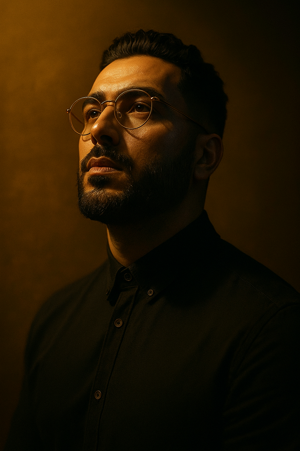 Hyper-realistic cyberpunk portrait of a person standing beside rain-covered glass at night with neon magenta and cyan reflections and cinematic lighting.