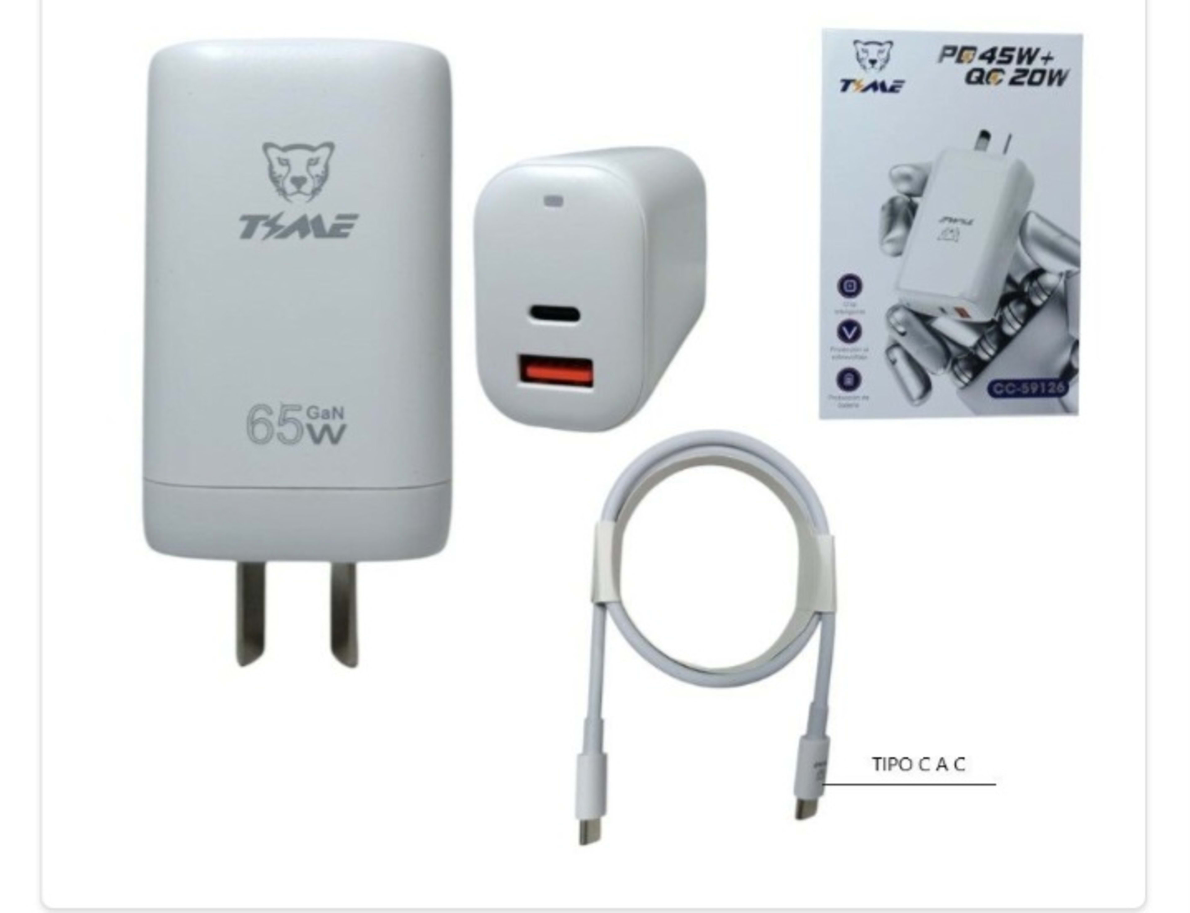 Cargador 65w Time Salida C/ USB