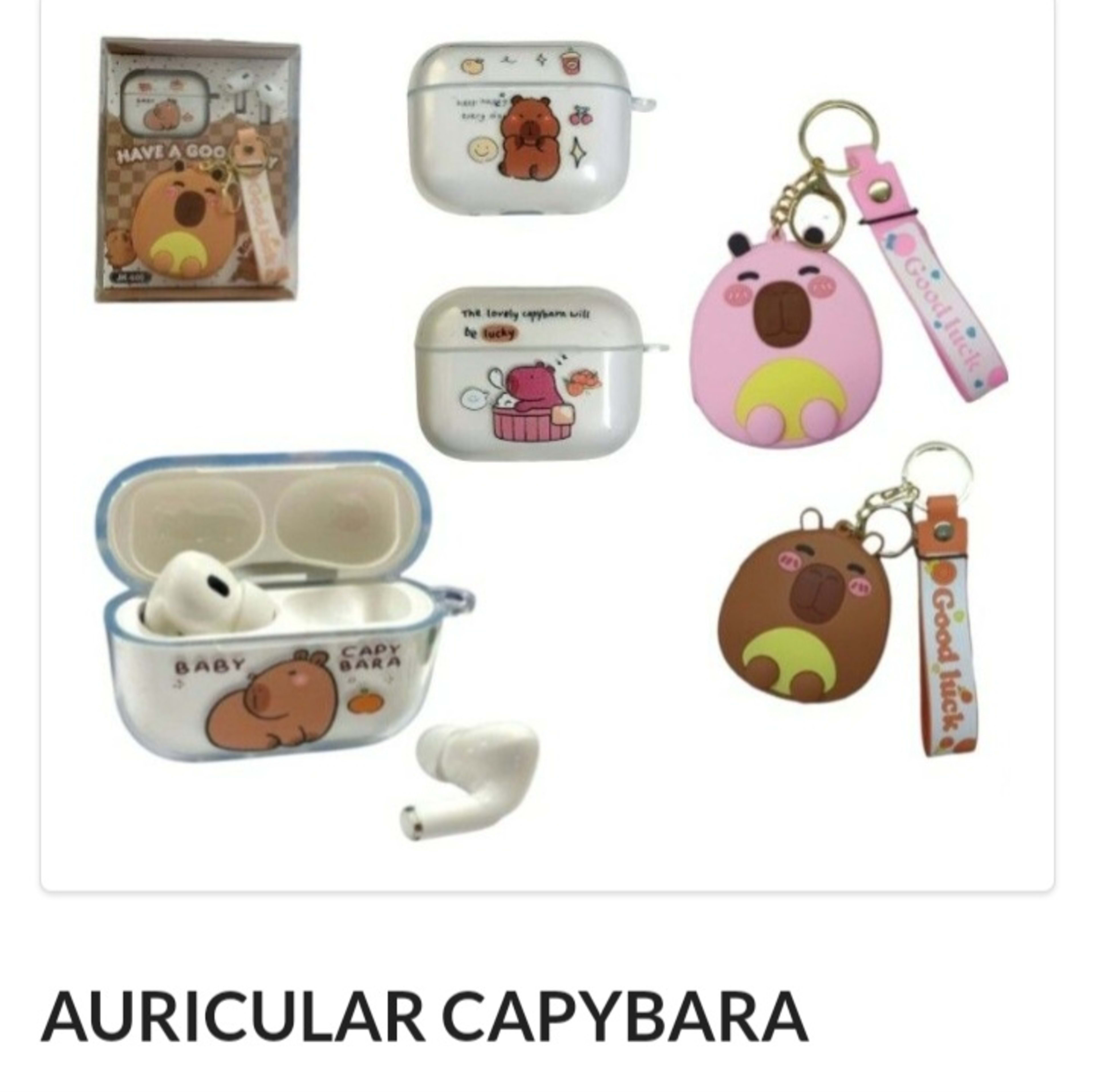 Kit Auricular capybara + llavero monedero 