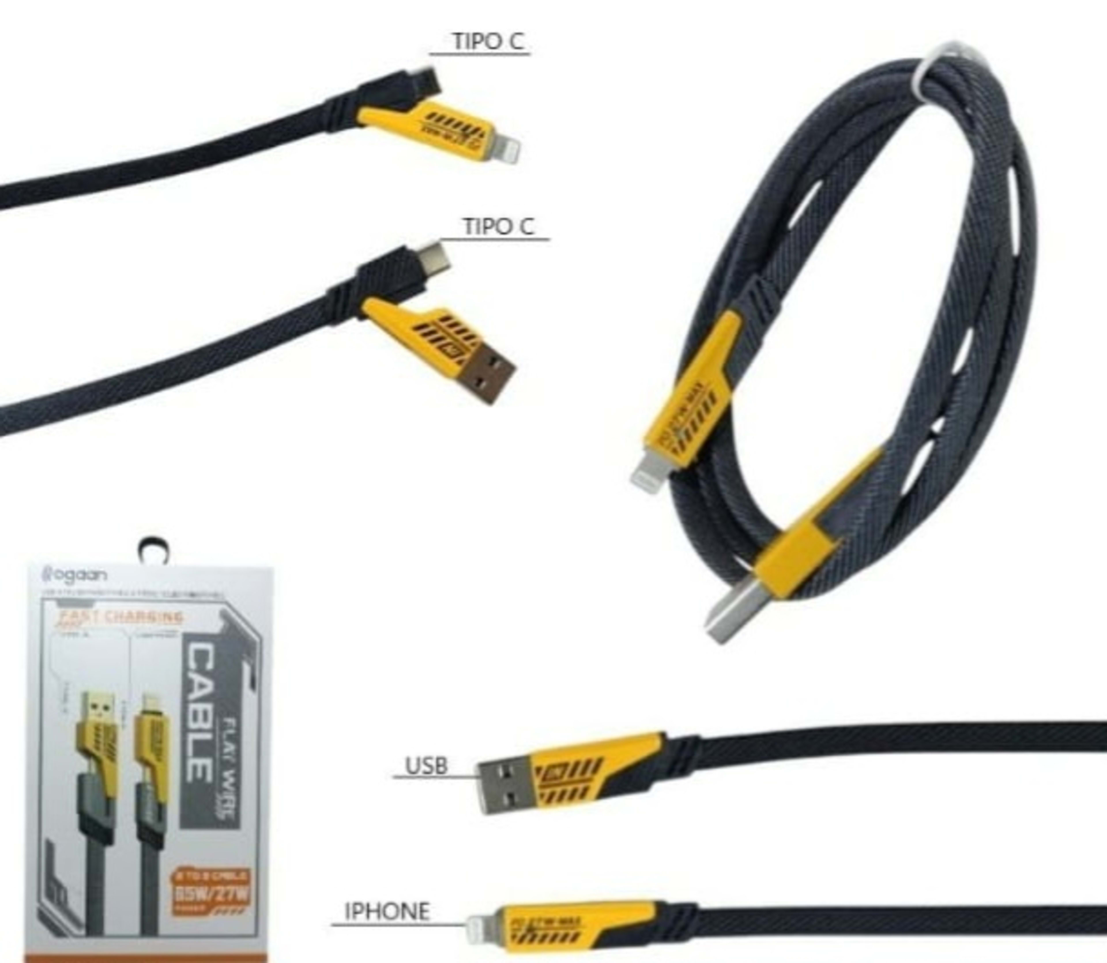 Cable 4 en 1 Reforzado 65w/27w Mallado 