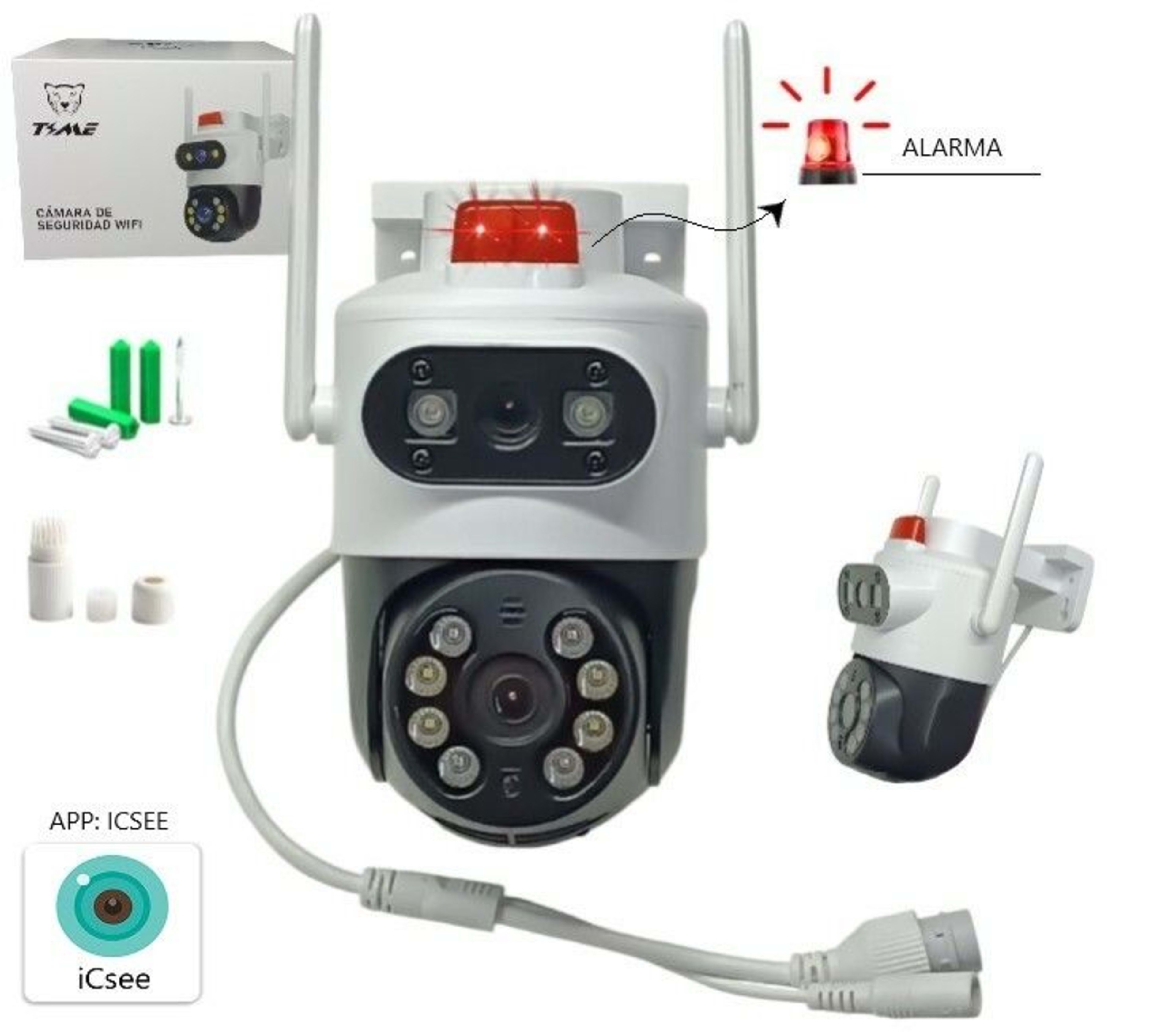 CAMARA DOBLE CON ALARMA ICSEE