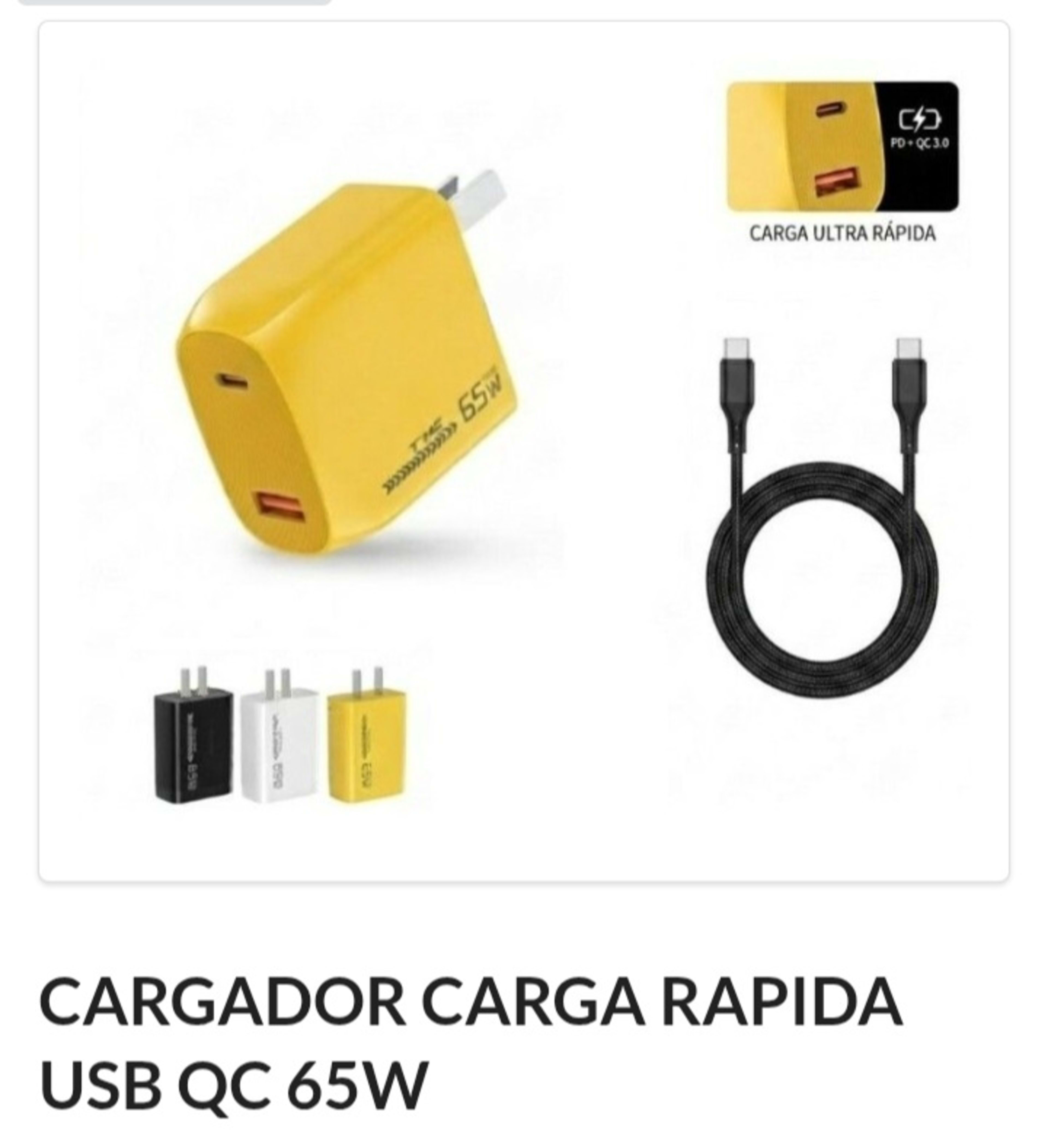 Cargador 65w Time Salida C/ USB
