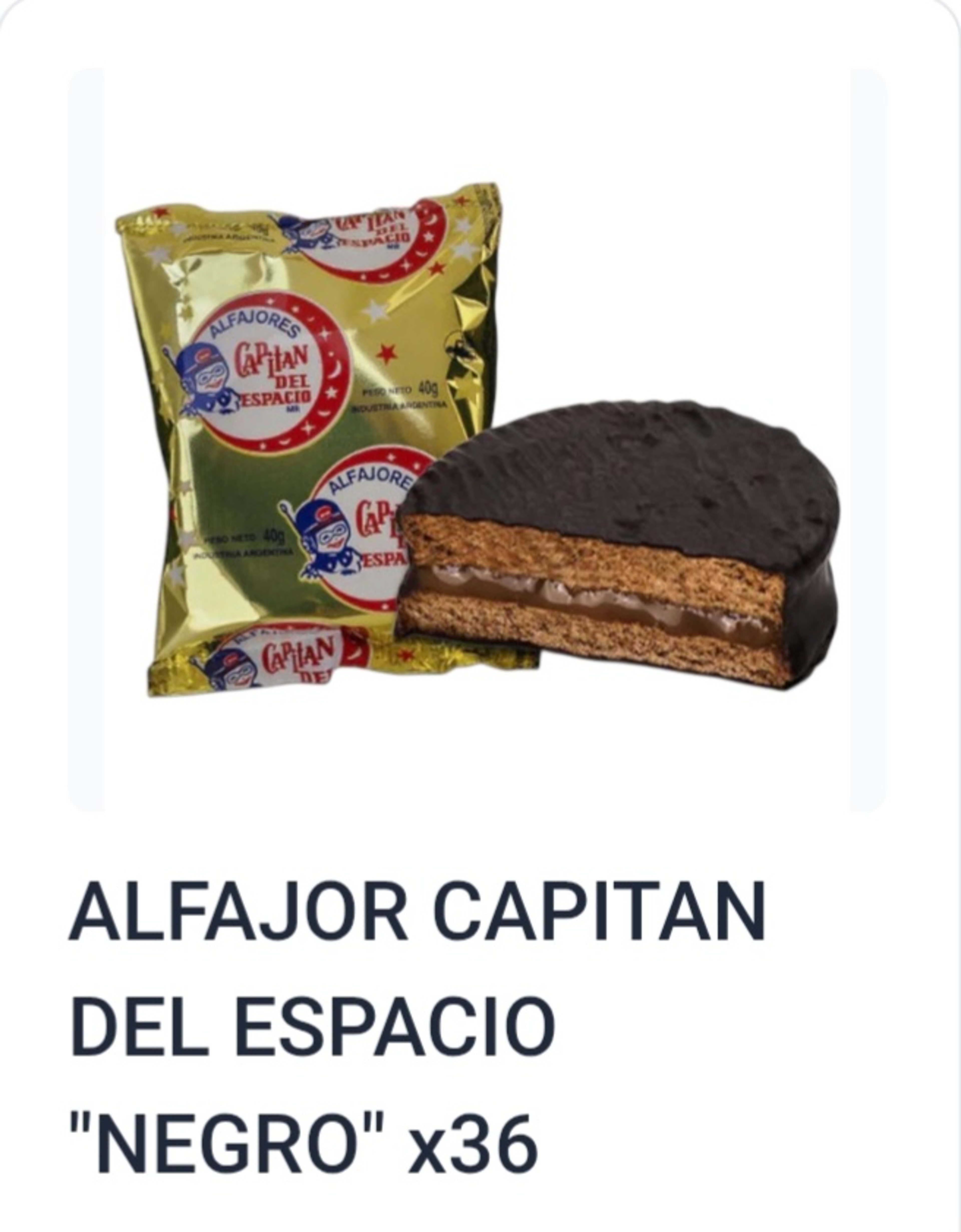 Alfajor Capitán del Espacio simple x36 negro