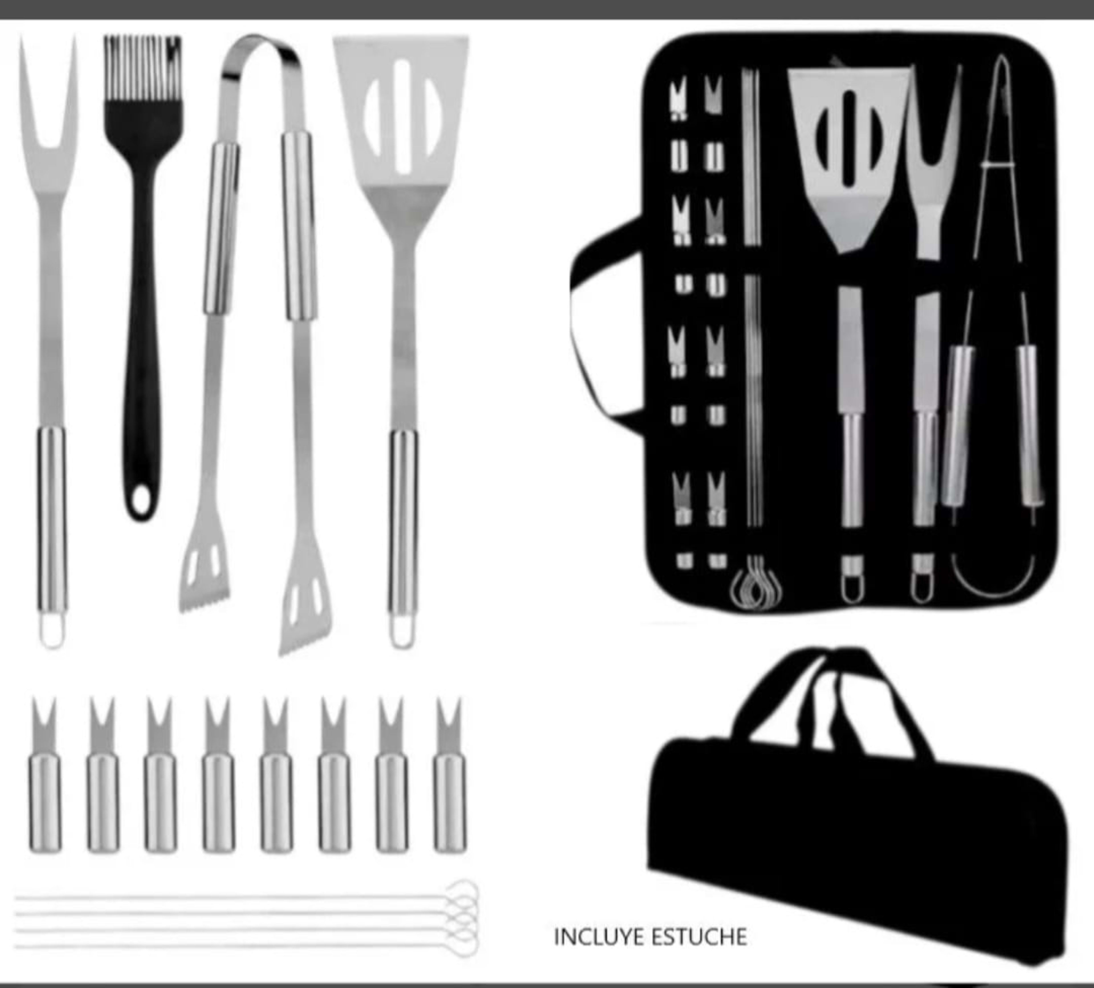 SET PARRILLERO 16 PIEZAS ACERO INOXIDABLE 