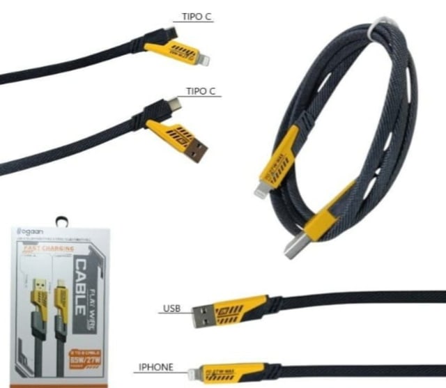 Cable 4 en 1 Reforzado 65w/27w Mallado 