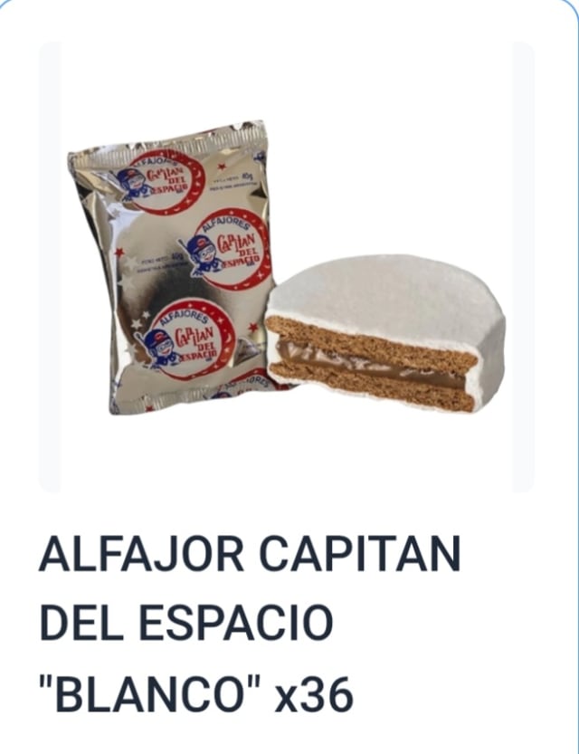 Alfajor Capitán del Espacio simple x36 blanco 