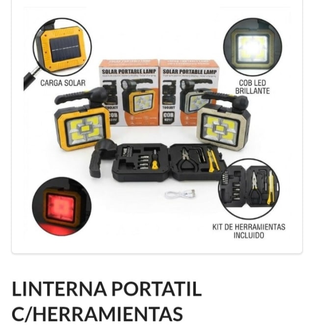 Linterna Solar + kit herramientas 