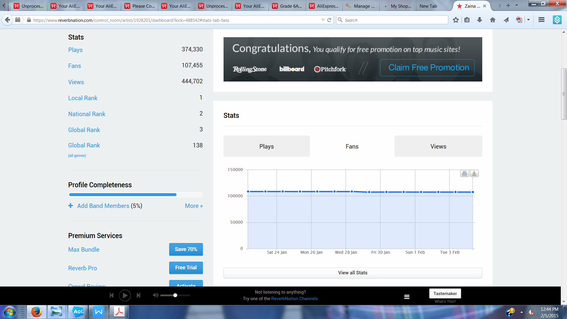 ReverbNation stats