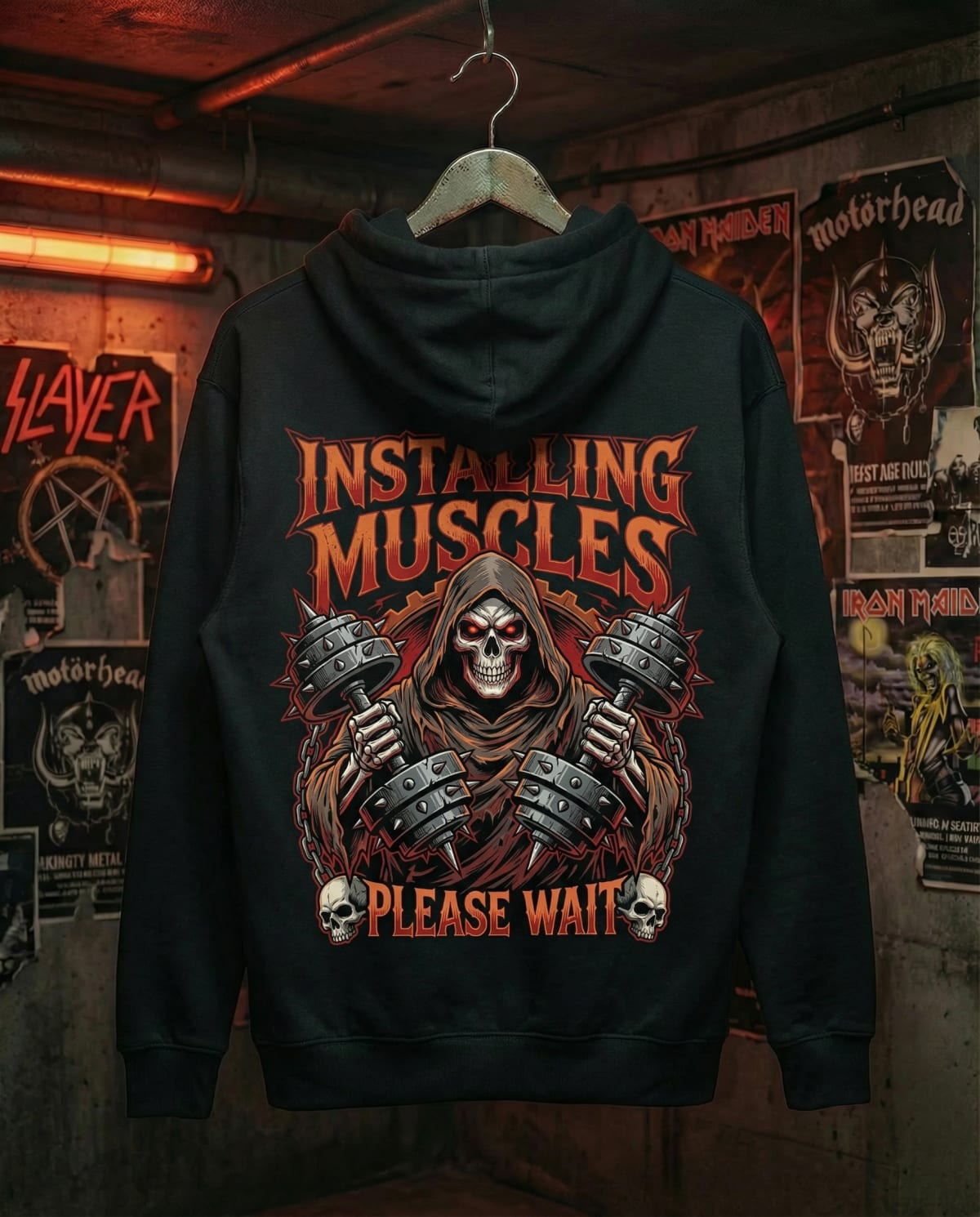 Installing Muscles Gym Hoodie – Hardcore Reaper Fitness Pullover
