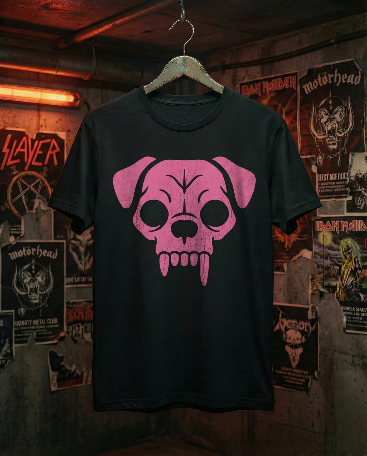 The Hendoshi Mascot Tee – Pink Pug Skull Graphic Shirt
