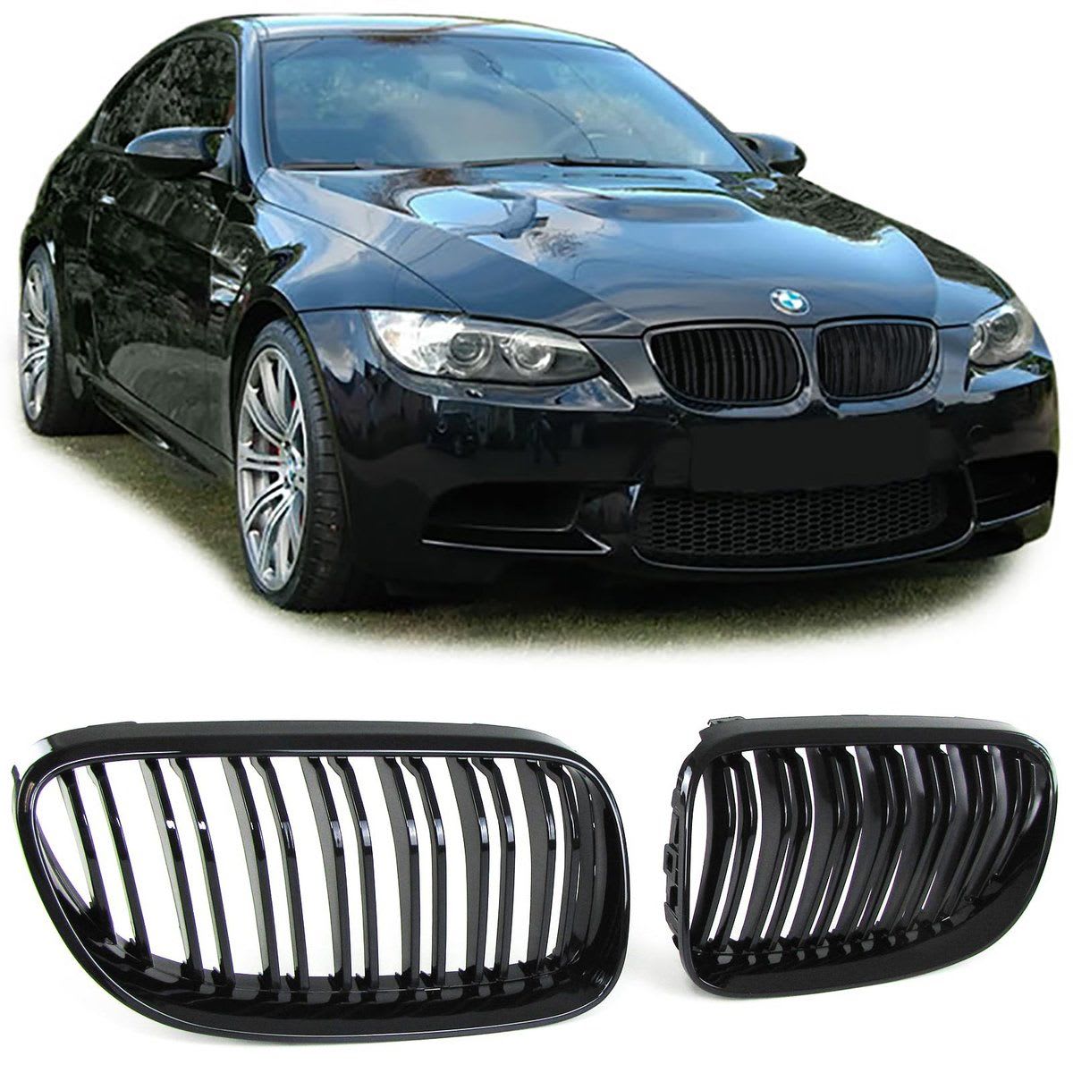 Решетки Бъбреци BMW 3 серия E92 E93 M3 Двойни Черен Гланц