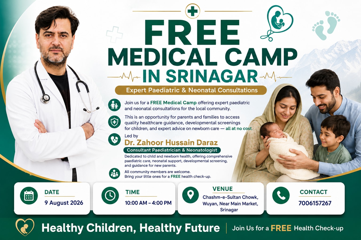 Free Paediatric & Neonatal Medical Camp in Wuyan, Srinagar — 9 August 2026