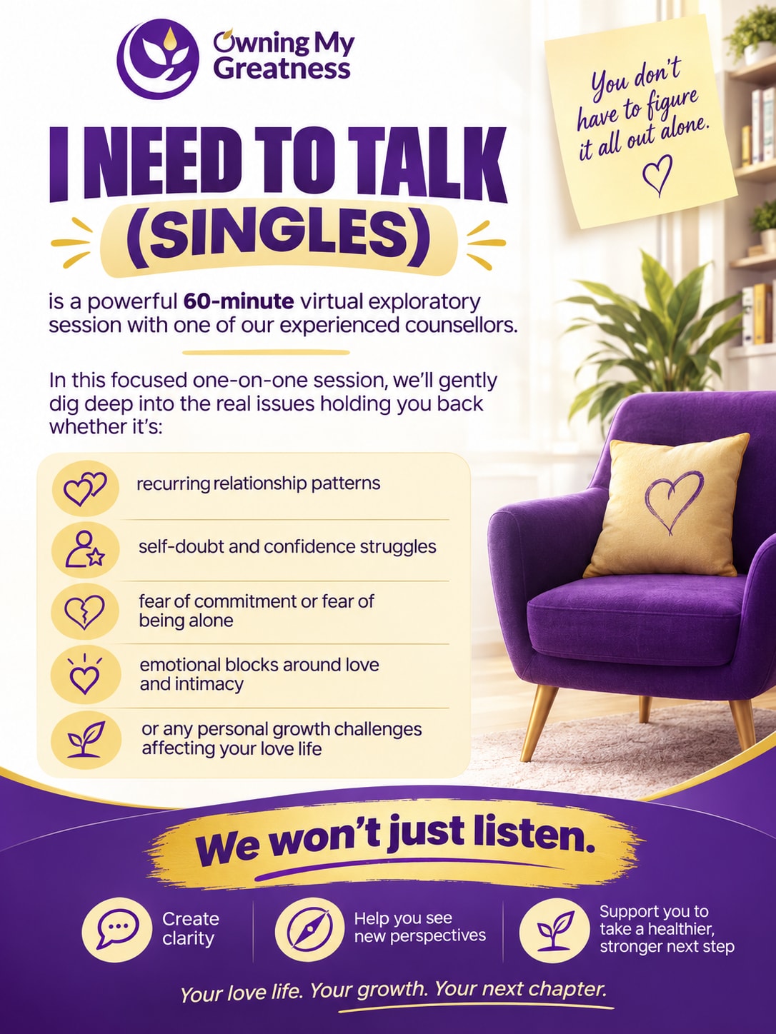 I Need To Talk (Singles) – With Another Counsellor