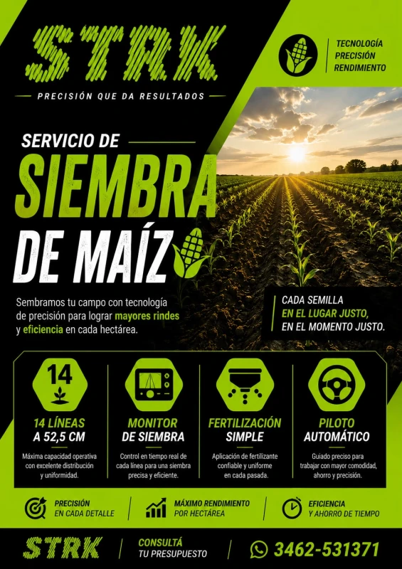 Siembra maíz. 14 líneas a 52,5cm