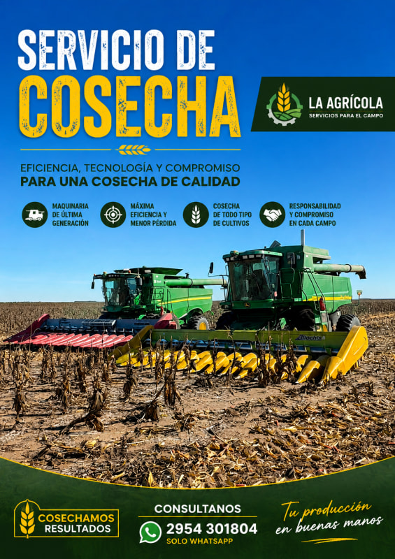 Servicio cosecha disponible, con embolsadora