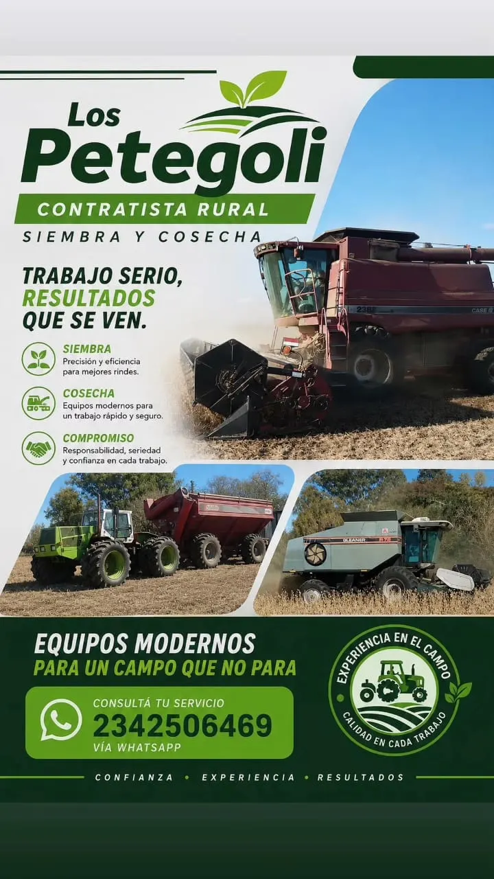 Cosechadoras axiales Case y Gleaner, tractor Zanello